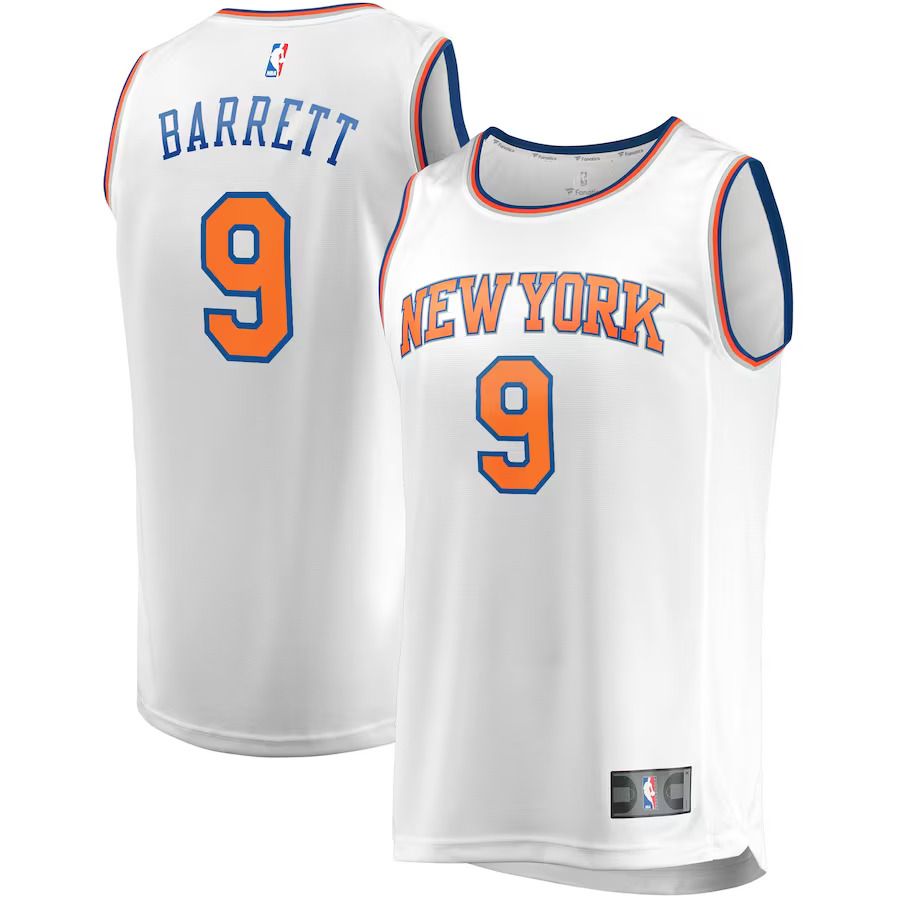 Men New York Knicks #9 RJ Barrett Fanatics Branded White Fast Break Player NBA Jersey